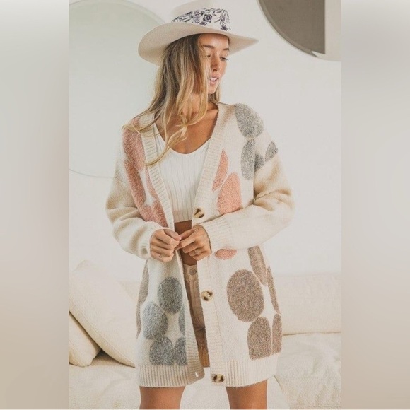 BiBi Women's Multicolor Patterned Long Cardigan Sweater - Picture 1 of 10